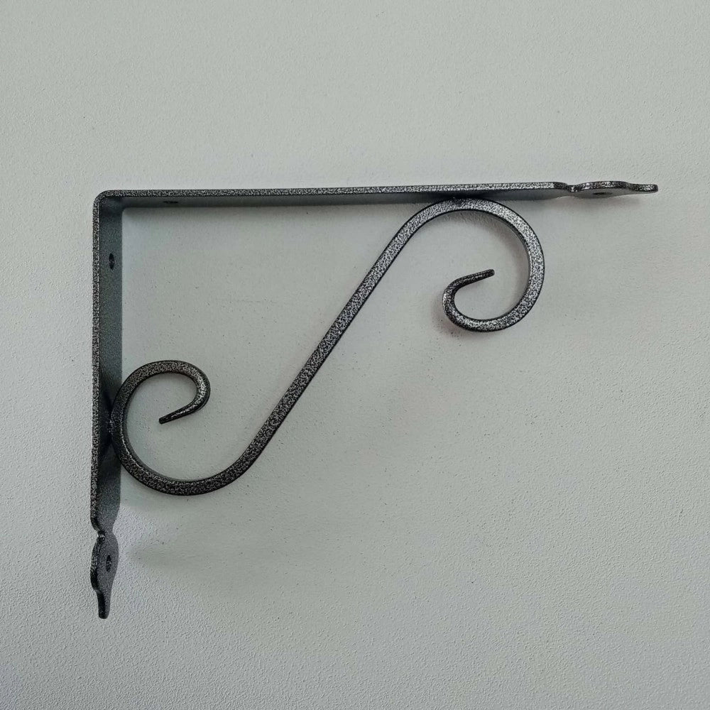 Reggimensola argento da 175x230mm staffa rustica anticata con saetta di rinforzo