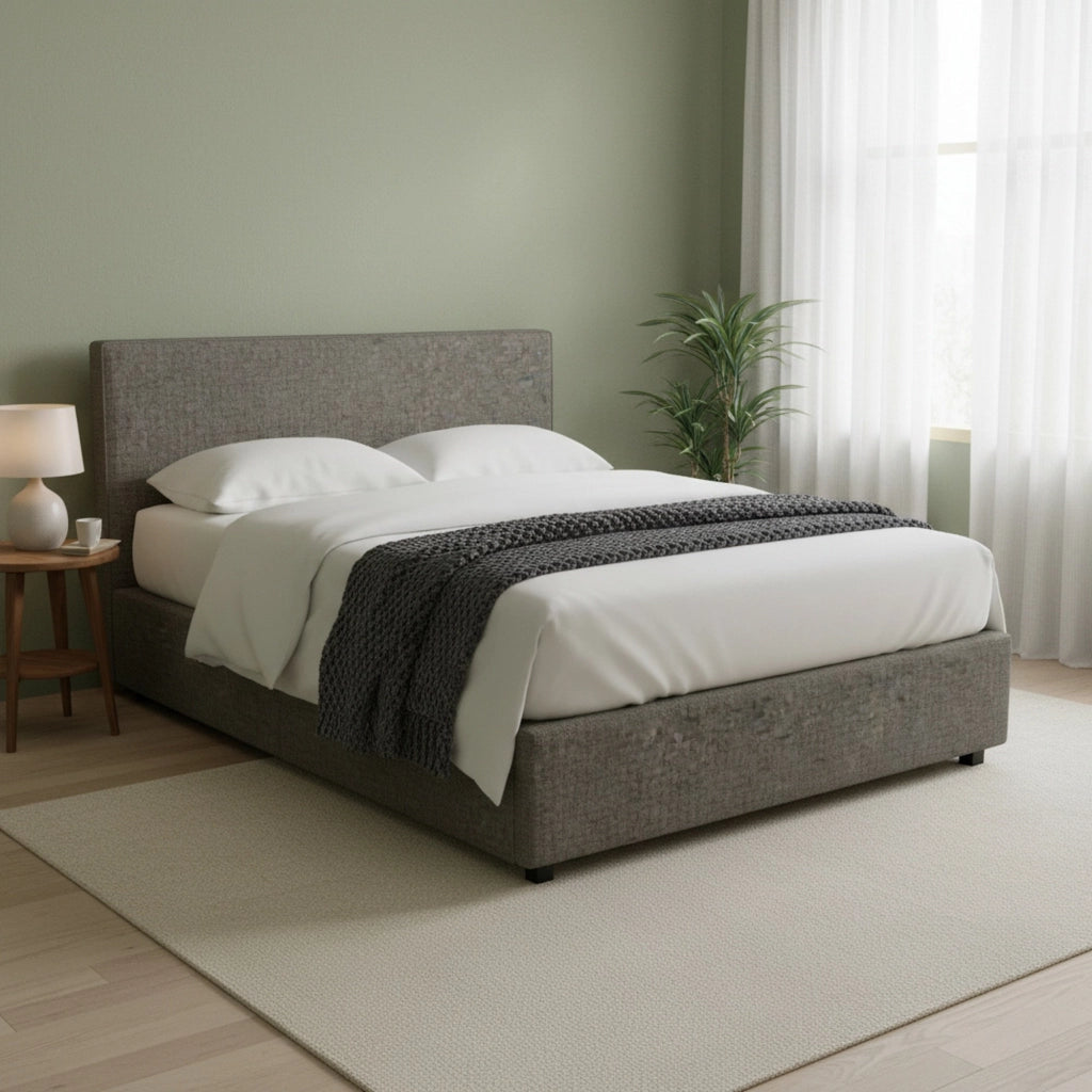 Worthing, Letto Matrimoniale Sfoderabile Made in Italy, Grigio Tortora