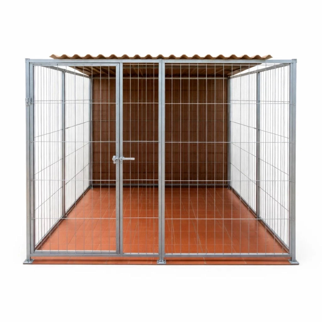 Box per cani coperto di metri 2 e retro in legno zincatura a caldo da 400x200x altezza 180 cm