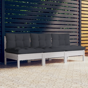 Divano da Giardino a 3 Posti Cuscini-Sofa da Giardino-Divano da esterno Antracite Massello di Pino 211092