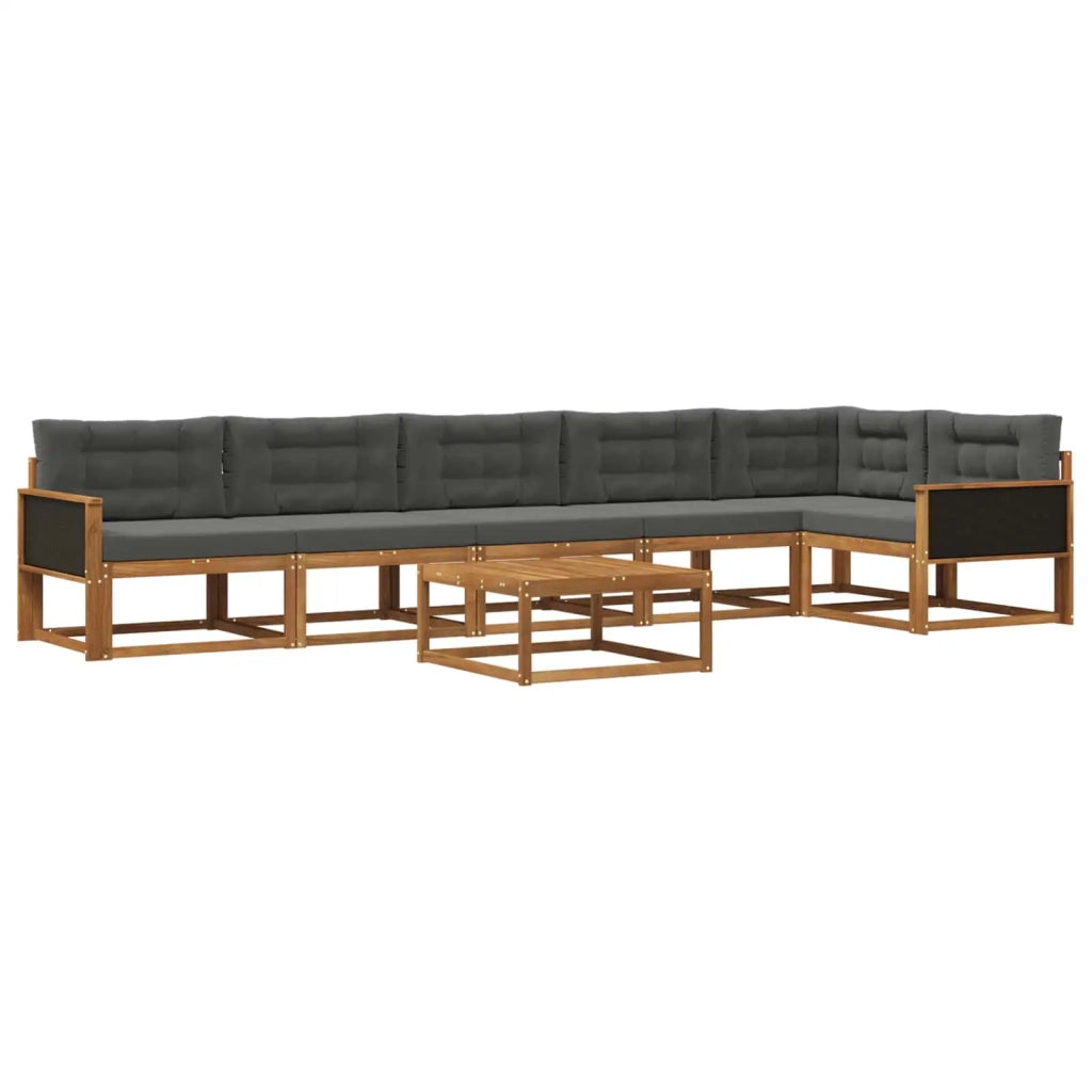 Set di divani da esterno con cuscino 7 pcs Naturale e Antracite