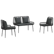 Set da Pranzo per Giardino 3 pz | Set Salotto da Giardino Nero e antracite polyrattan