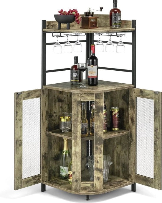 Cassettiera per Vino con Contenitore in Vetro - Scomparti Regolabili e Design Industriale