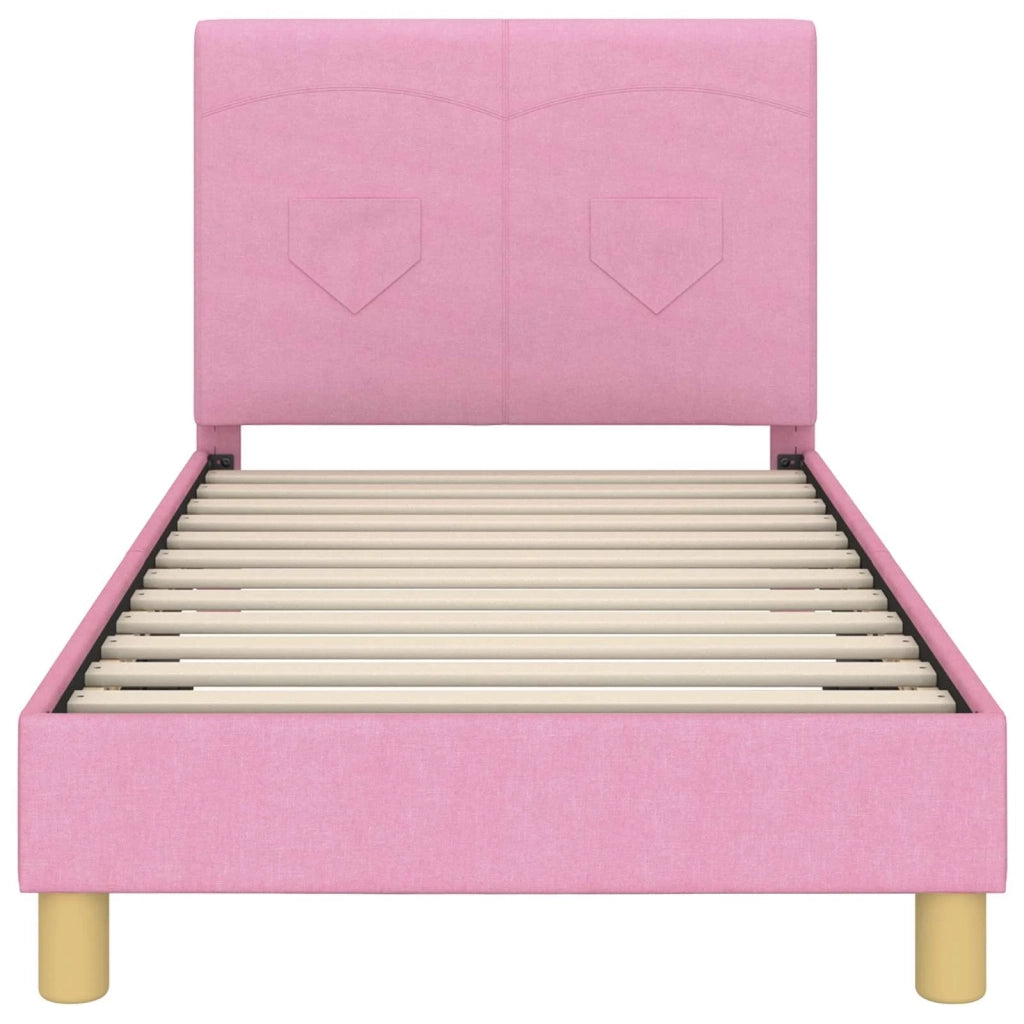 Struttura letto Bambini | Letto Infantile | Lettino con testata Rosa 80 x 160 cm Tessuto