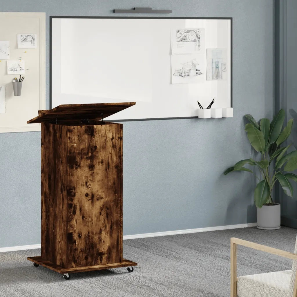 Leggio con Ruote e Cassetto Rovere Fumo 55x55x107cm Multistrato CFW4487663