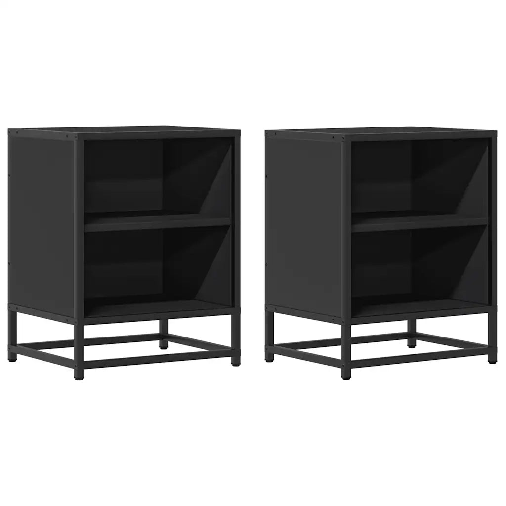 vidaXL Comodini 2 pz Neri 40x31x50 Legno Multistrato e Metallo
