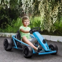 Go-Kart Elettrico per Bambini 8-12 Anni con Schienale Alto e Cintura di Sicurezza, 115x77x54 cm, Blu e Nero