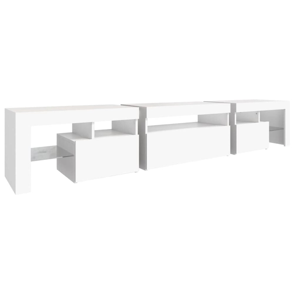 TV Cabinet With LED Lights White 215x36.5x40 Cm