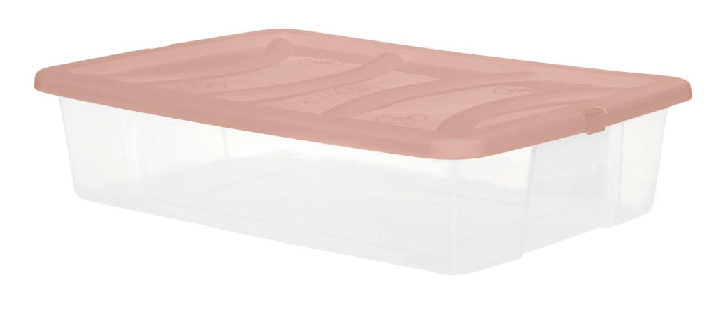 BOX SCATOLA SOTTO LETTO DA 60X40XH14CM IN PLASTICA CON COPERCHIO ROSA