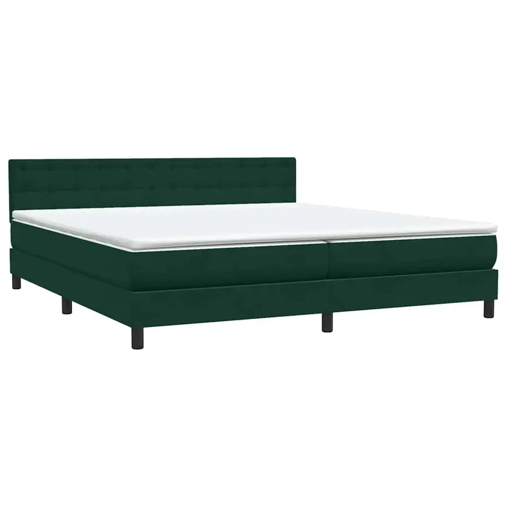 Letto a Molle con Materasso e LED Verde Scuro 180x220 cm Velluto 3317328