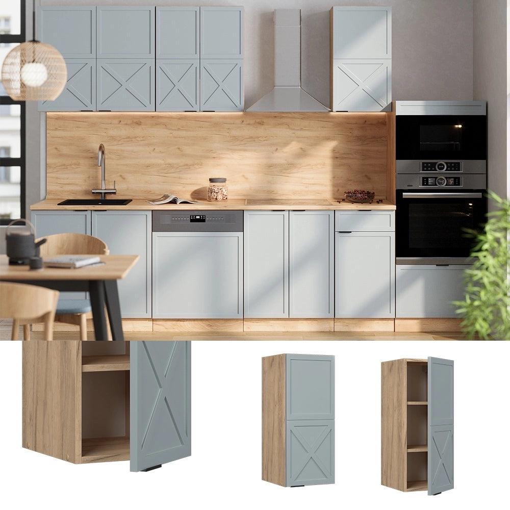 Pensile da cucina Fame-Line Blu-grigio chiaro/Rovere dorato 30 cm Vicco