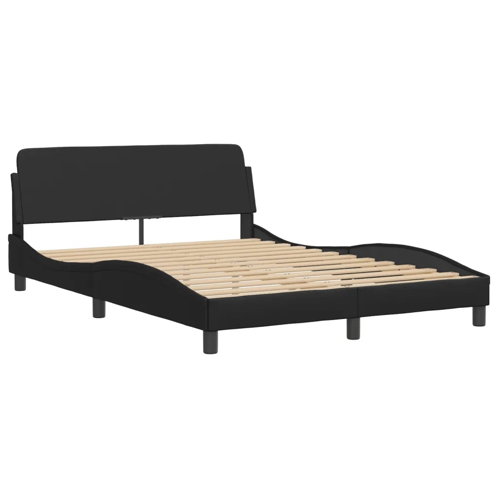 Letto con Materasso Hvar Nero 140x190 cm in Similpelle 3208717