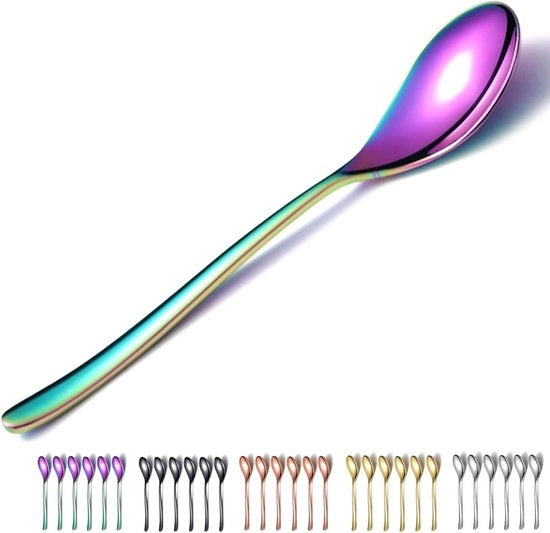 Set di Cucchiai Regalo in Acciaio Inox con Finitura Titanio - 6 Cucchiai - Cucchiai per Tavola - Cucchiai per Sorbetto - Argenteria - Cucchiai per Dessert - Facili da Pulire - Design Stilizzato - Set da 6
