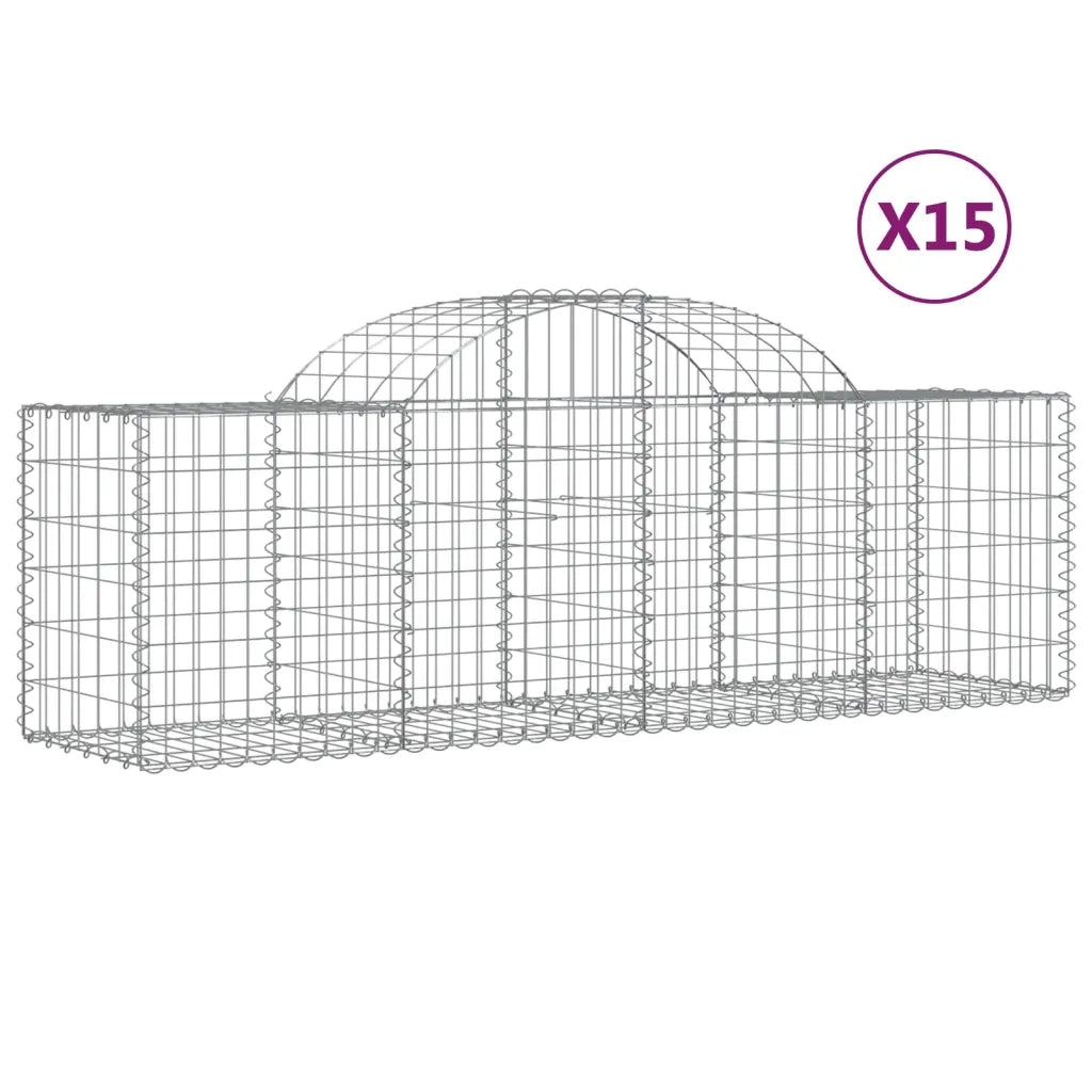 Cesti Gabbioni ad Arco 15 pz 200x50x60/80 cm Ferro Zincato 3146291