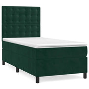 Letto singolo | Letto per adulti | Giroletto a Molle con Materasso Verde Scuro 80x200 cm Velluto