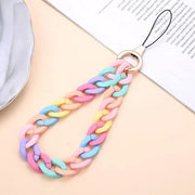 Catenella acrilica colorata per smartphone - Collare con anello manico - Universale - Collana e cinturino per smartphone