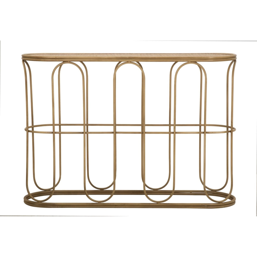 Console Samui in ferro e rattan naturale — 110x32x77 cm