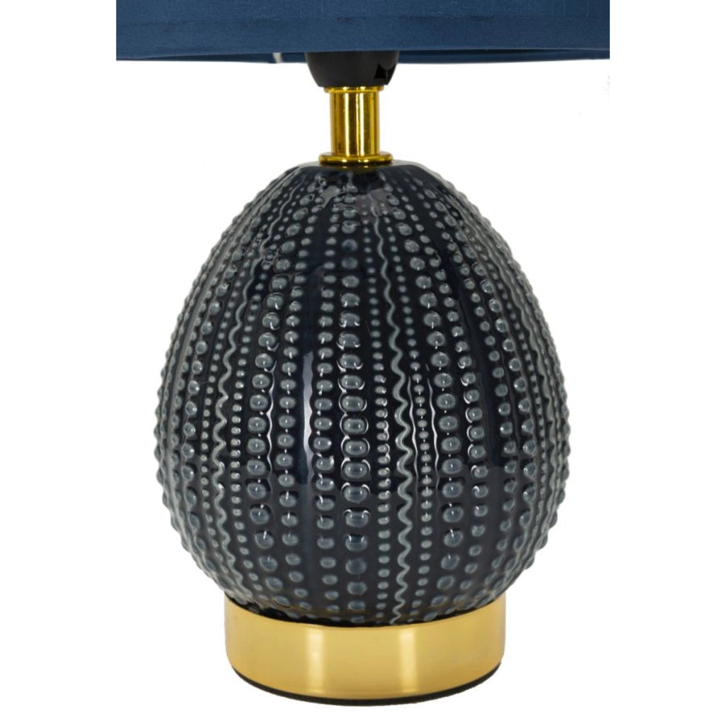 Lampada da comodino Flavi Blu in ceramica con paralume in tessuto — O 15 cm
