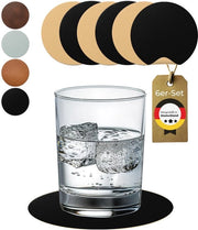 Set di Supporti per Vetrini Ronde Antiscivolo e Lavabile da 6 – Protezione Perfetta per la Tavolo – Supporti per Vetrini in PVC Pelle Finta Nero/Bianco – Prodotto in Germania