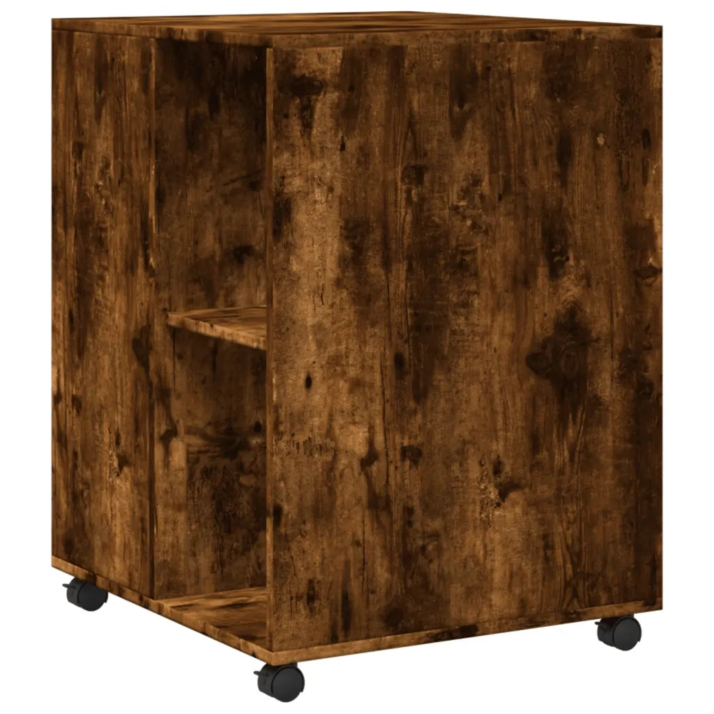 Tavolino con Ruote Rovere Fumo 55x60x78 cm in Truciolato 853159