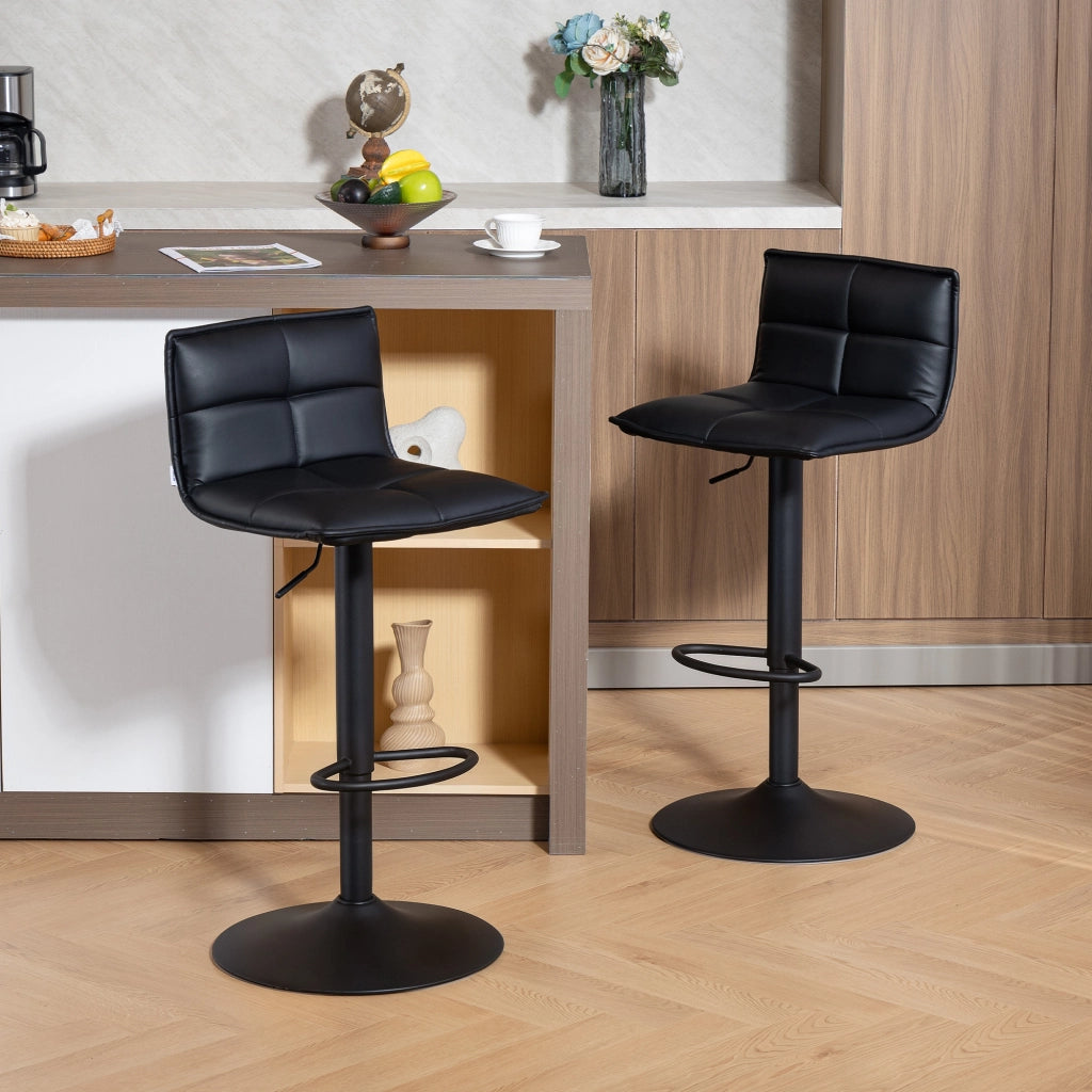 Sgabelli da bar regolabili in altezza con sedile girevole ¨C zephmum ¨C PU nero 44x45x85-106 cm