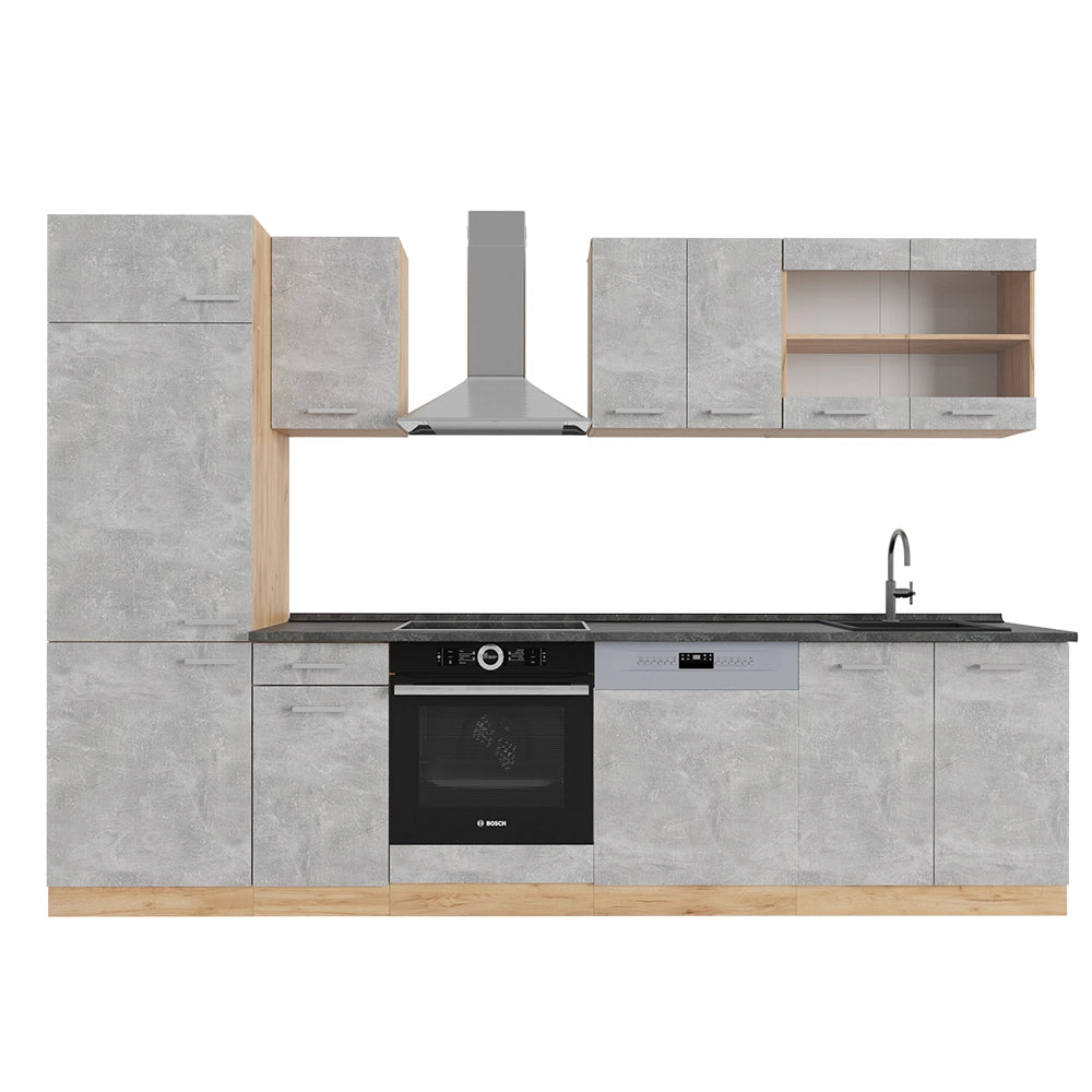Vicco Cucina componibile Calcestruzzo/quercia dorata 300 cm , PL Antracite