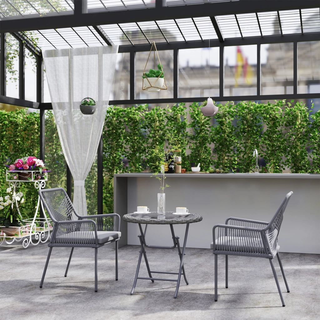 Set 2 Sedie da Giardino con Cuscini ¨C zephmum ¨C PolyRattan Grigio Scuro Acciaio