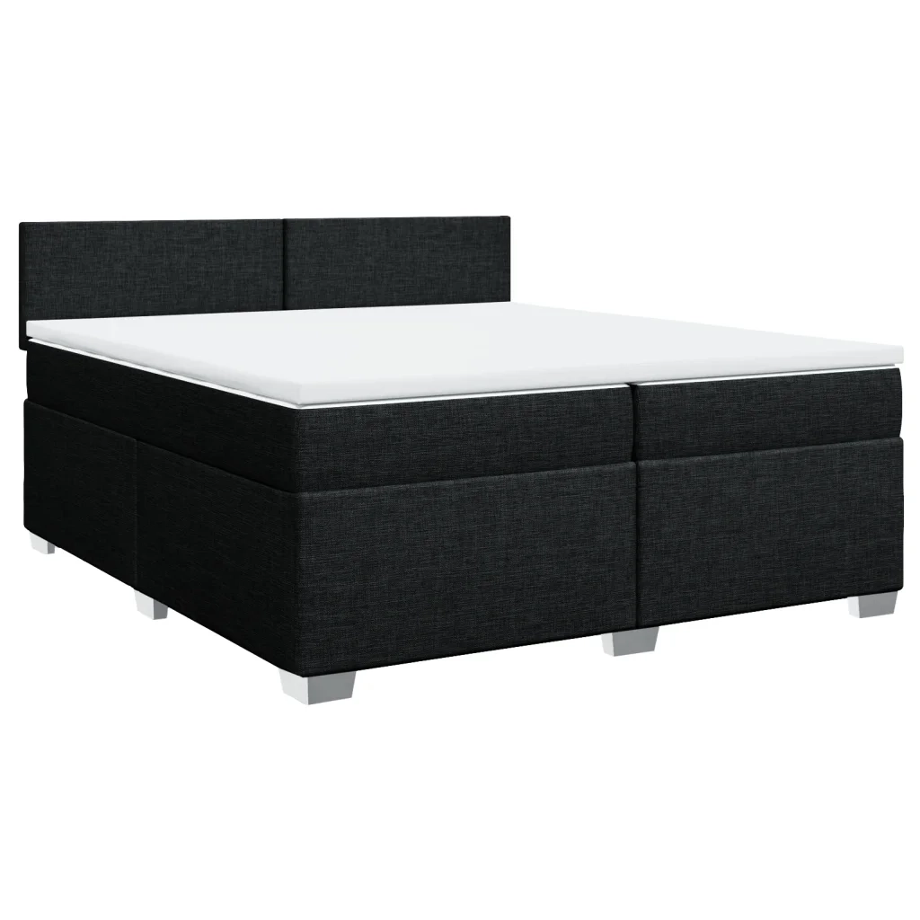 Giroletto a Molle con Materasso Nero 200x200 cm in Tessuto