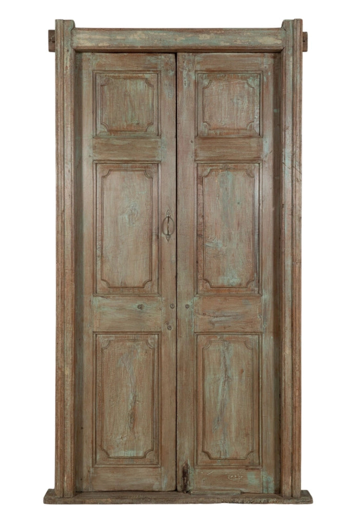 Biscottini Porta portone in legno massello e ferro da interno o da esterno vecchia e antica medievale con telaio