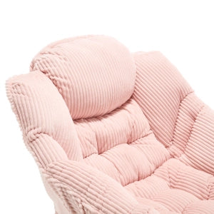 Poltrona lounge con pouf - Zephmum - Rosa - Braccioli, tasca laterale, poggiapiedi