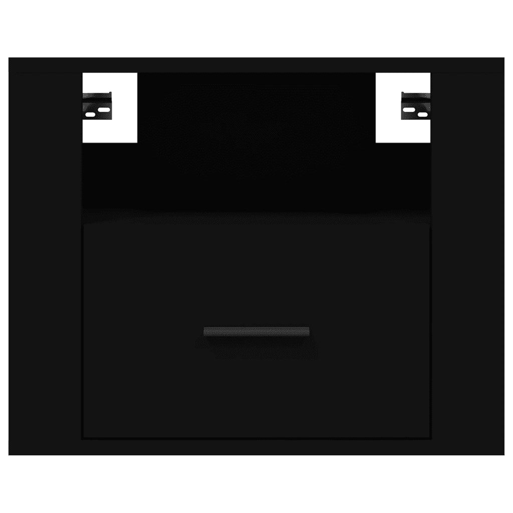 Comodino a Muro-Tavolino da notte sospeso Nero 50x36x40 cm 379276