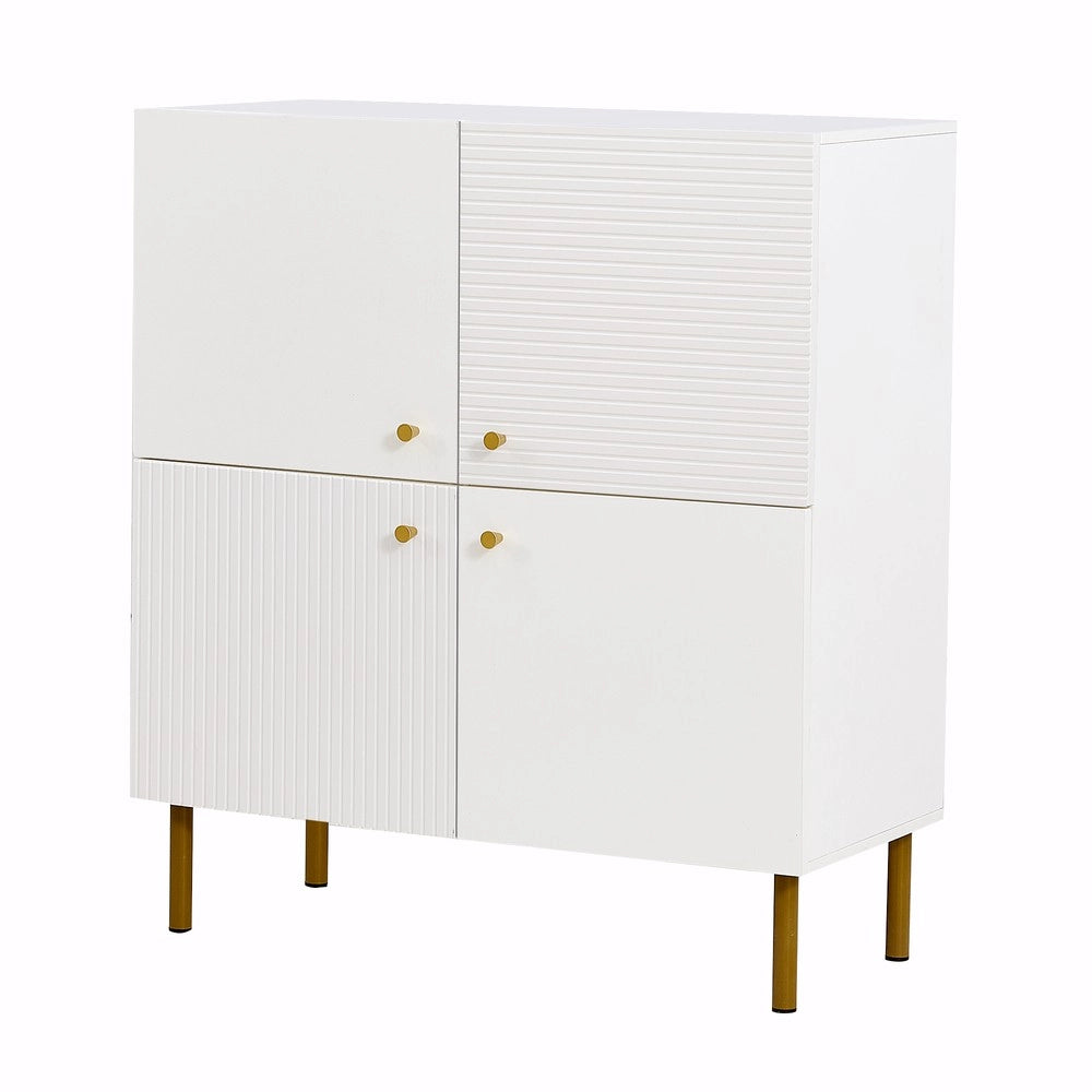 Credenza Moderna ¨C Xylo ¨C Bianco MDF, Gambe in Metallo, Maniglie in Lega Zinco