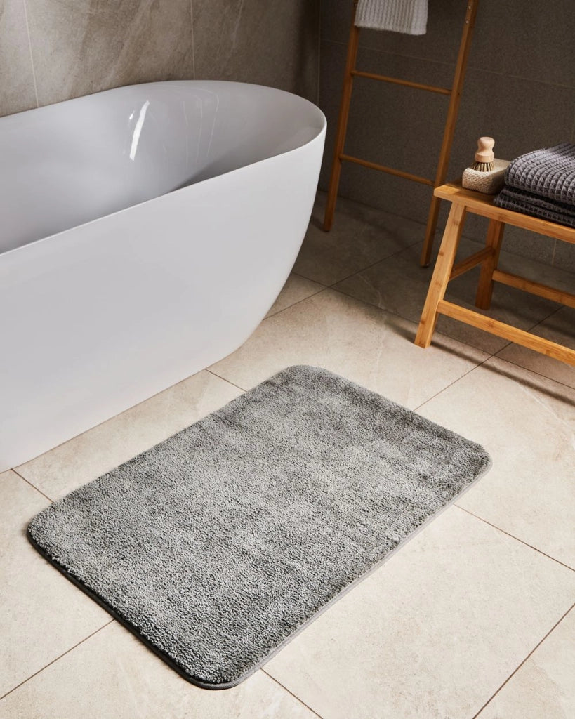 Tappetino da bagno in microfibra grigio 60 x 90 cm con retro antiscivolo Accessori da bagno rettangolari morbidi