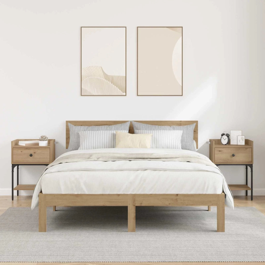 Comodino con cassetto 2 pcs Rovere artigianale 40 x 29 x 60 cm