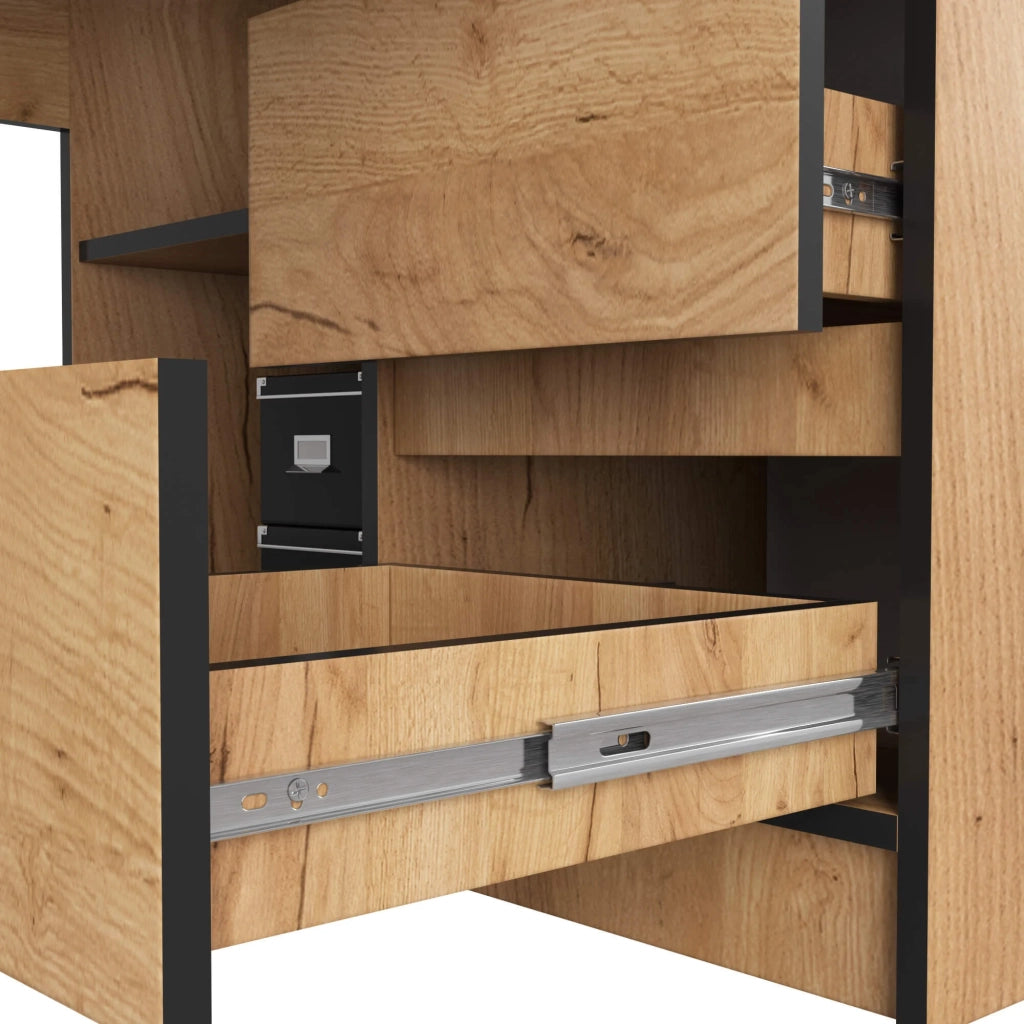 Scrivania angolare AKORD B20 Quercia Craft 155 cm 1 anta 3 cassetti 155x85x77 cm Modello a destra