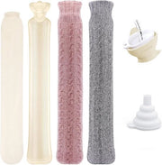 Bottiglia di acqua calda - 2 litri - Impermeabile per il riscaldamento - Argento grigio - Rosso scuro - Lungo e stretto - XXL - Flacone di calore - Spalle - Collo - Flacone per letto