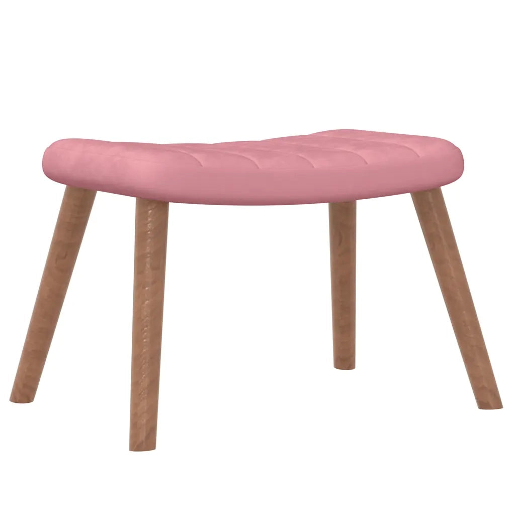 Poltrona Relax con Poggiapiedi Rosa in Velluto 327670