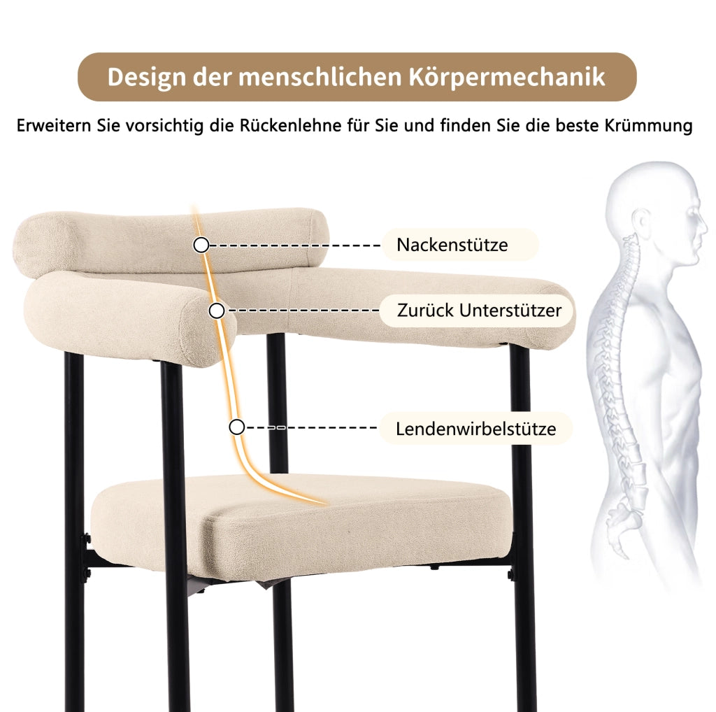 Poltrona da pranzo beige ergonomica in tessuto effetto suede