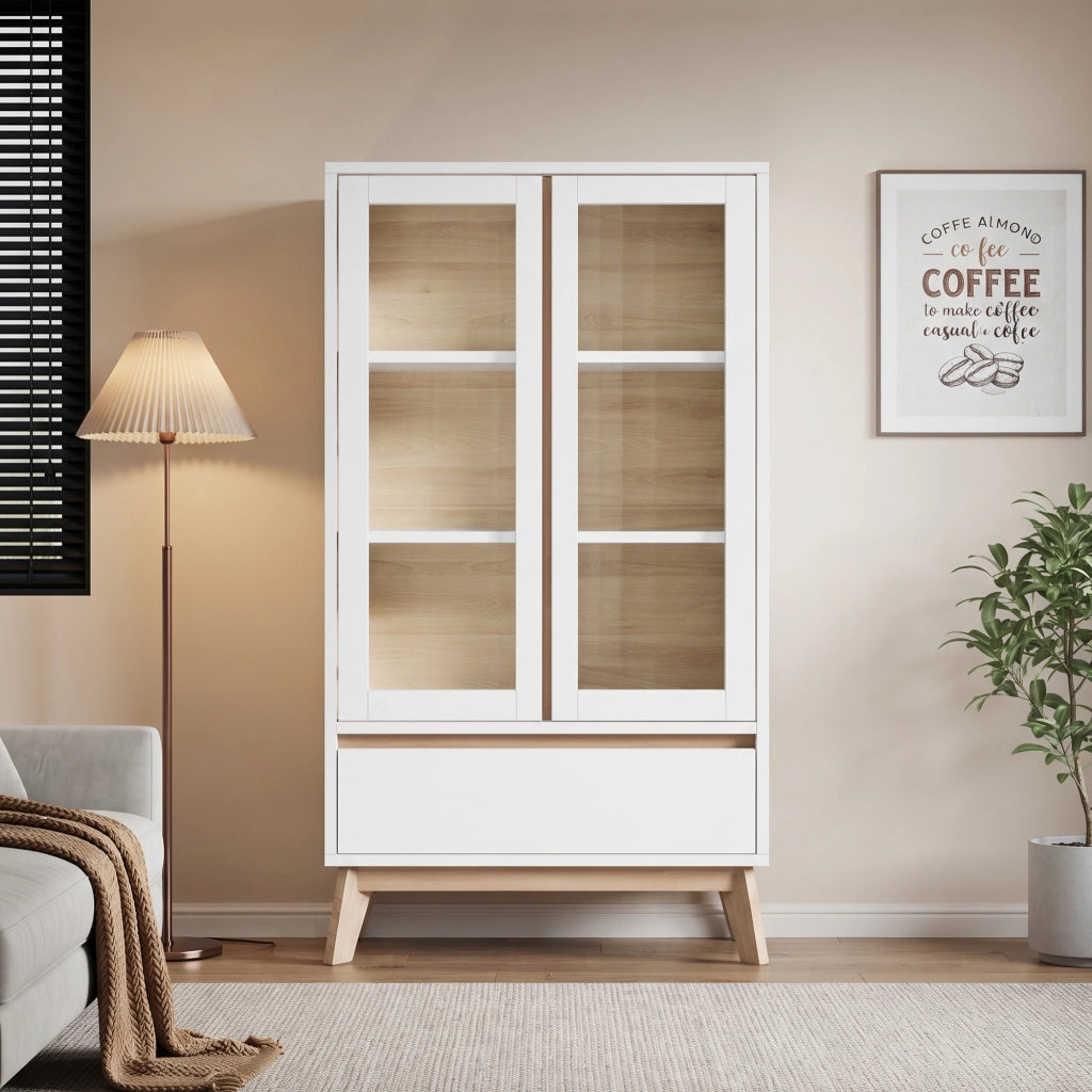 ARMADIO DISPENSA 80x40x150 cm Bianco in pannello di legno con ripiani regolabili