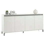 Credenza Filomena, Buffet da soggiorno, Madia da salotto, Dispensa da cucina, Made in Italy, 184x40h90 cm, Bianco lucido e Antracite