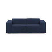 Divano fisso Lepidolite, Divano componibile a 2 posti lineare, Made in Italy, SofÒ  moderno da soggiorno in tessuto, Cm 220x95h70, Blu