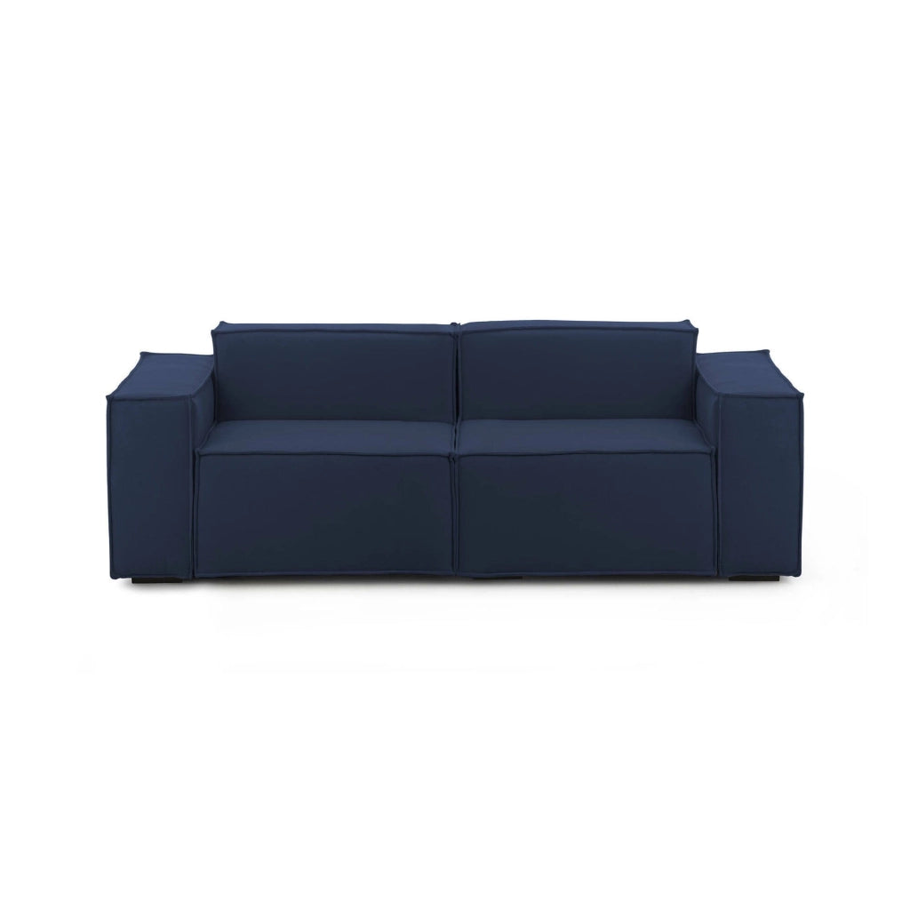 Divano fisso Lepidolite, Divano componibile a 2 posti lineare, Made in Italy, SofÒ  moderno da soggiorno in tessuto, Cm 220x95h70, Blu