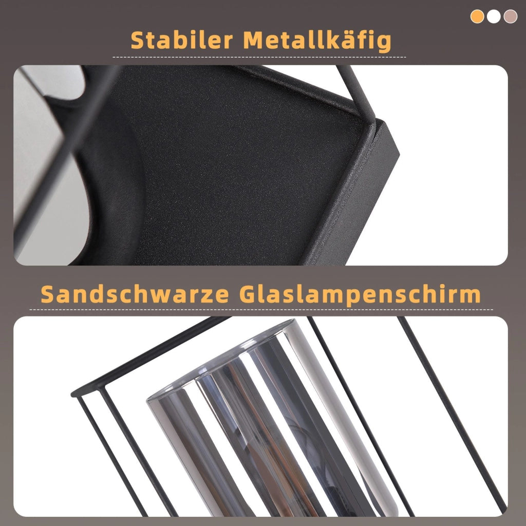 ZMH Lampada da soffitto plafoniera LED vintage vetro nero E27 per soggiorno cucina