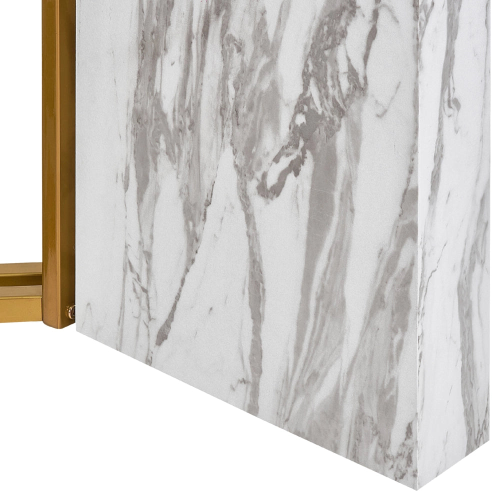 Tavolo da pranzo moderno e glamour in MDF con piano in vetro effetto marmo gambe in metallo dorato 8 posti 100 x 200 cm soggiorno cucina
