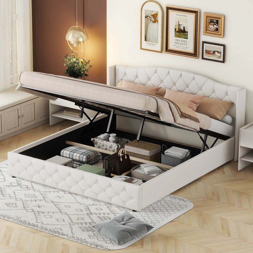 letto imbottito lino beige 180 x 200 cm