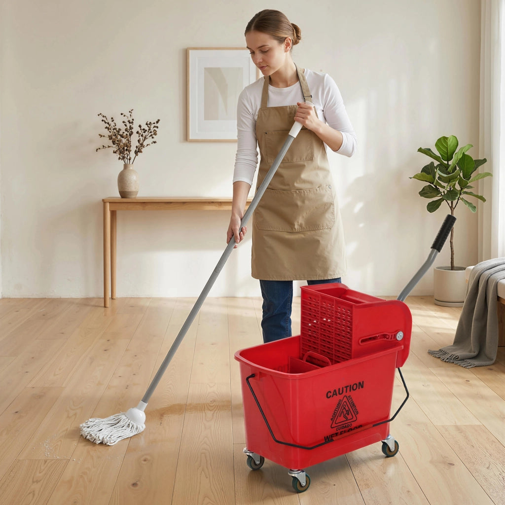 Secchio per Lavaggio con Strizzatore Divisorio e Ruote ¨C Xylo ¨C 20L 45x26,5x70cm Rosso