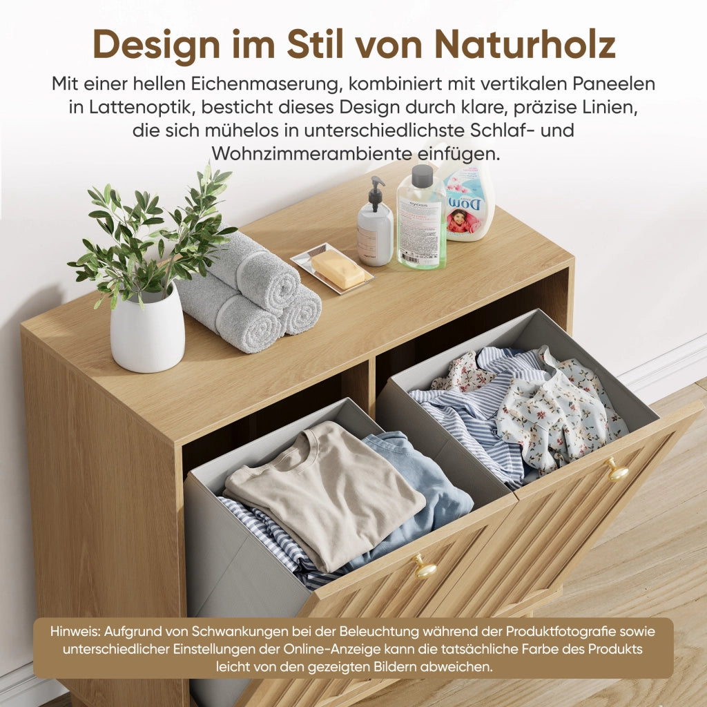 MOBILE PORTABIANCHERIA Inclinato 69,5x39x70,5 cm Rovere con 2 cestini rimovibili