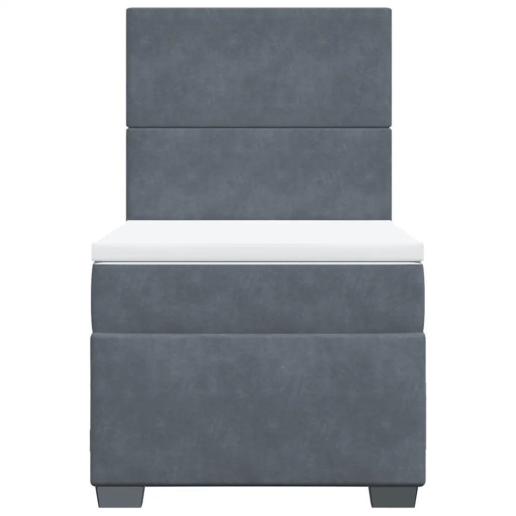 Giroletto a Molle con Materasso Grigio Scuro 100x200 cm Velluto