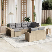 Set Divano da Giardino 10 pz con Cuscini Beige in Polyrattan 3261289