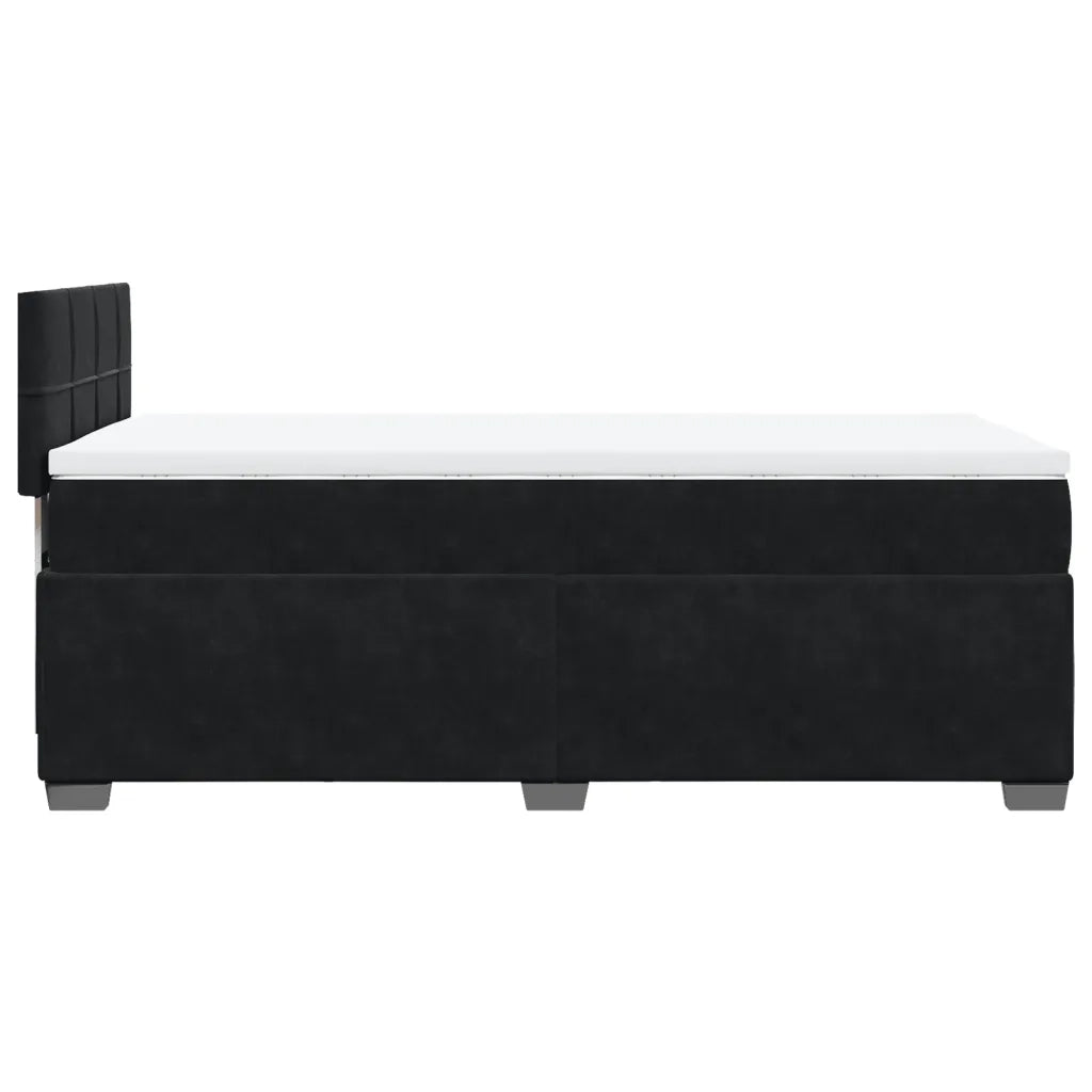 vidaXL Giroletto a Molle con Materasso Nero 90x200 cm in Velluto